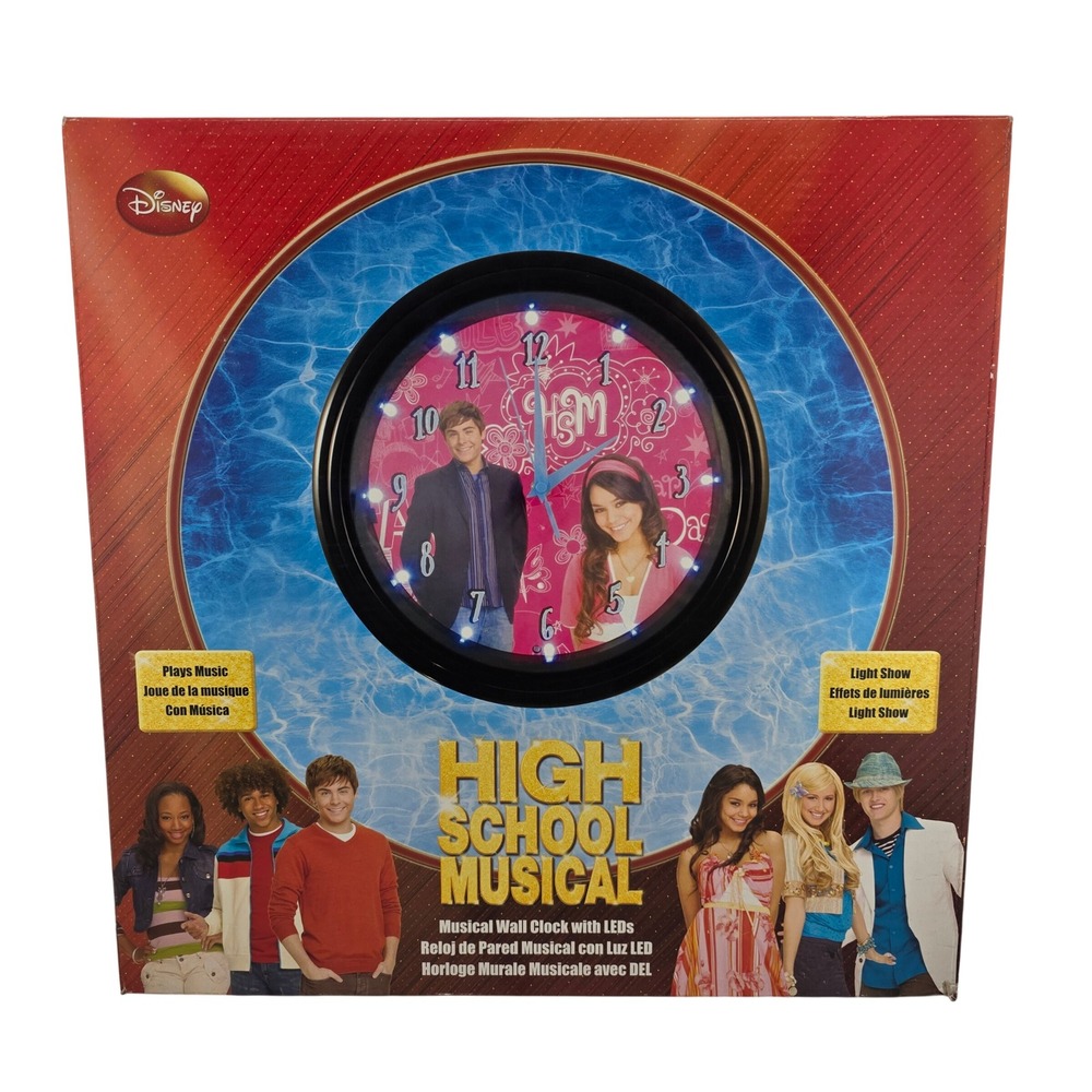 High School Musical‎ Wall Clock 2008 LED Lights NIB Disney Collectible Nostalgia